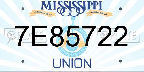 7E85722 Mississippi License Plate