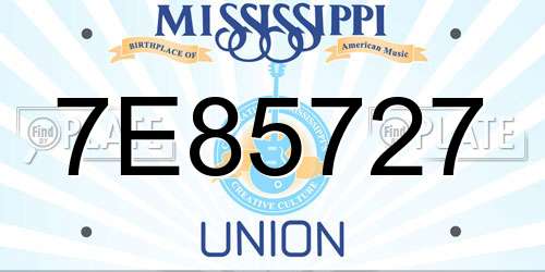 7E85727 Mississippi License Plate