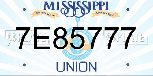 7E85777 Mississippi License Plate