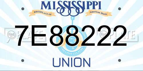 7E88222 Mississippi License Plate