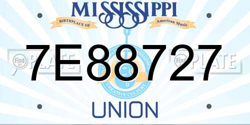 7E88727 Mississippi License Plate
