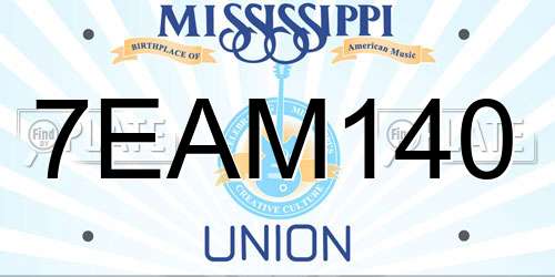 7EAM140 Mississippi License Plate
