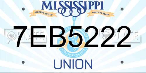 7EB5222 Mississippi License Plate