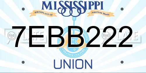 7EBB222 Mississippi License Plate