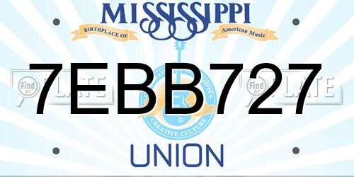 7EBB727 Mississippi License Plate