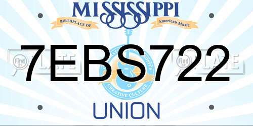 7EBS722 Mississippi License Plate