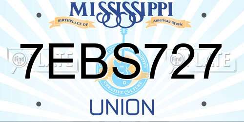 7EBS727 Mississippi License Plate