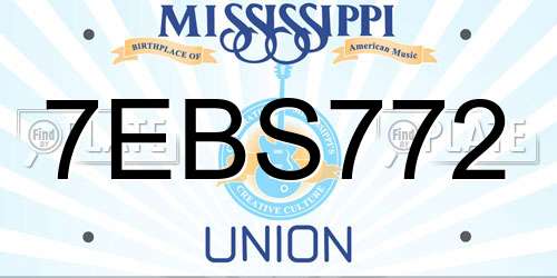 7EBS772 Mississippi License Plate