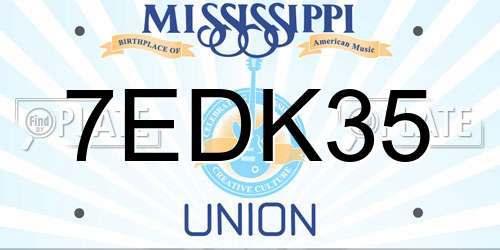 7EDK35 Mississippi License Plate