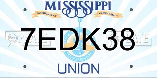 7EDK38 Mississippi License Plate
