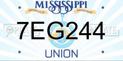 7EG244 Mississippi License Plate