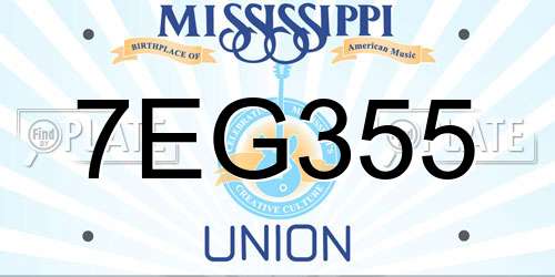 7EG355 Mississippi License Plate