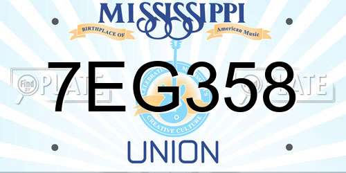 7EG358 Mississippi License Plate