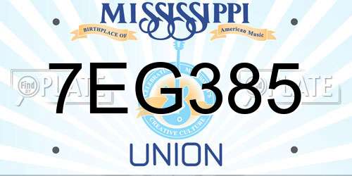 7EG385 Mississippi License Plate
