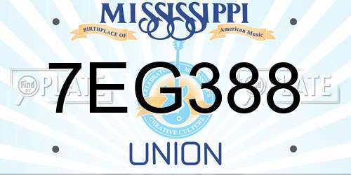 7EG388 Mississippi License Plate