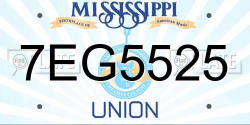 7EG5525 Mississippi License Plate