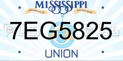 7EG5825 Mississippi License Plate