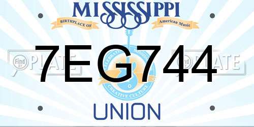 7EG744 Mississippi License Plate