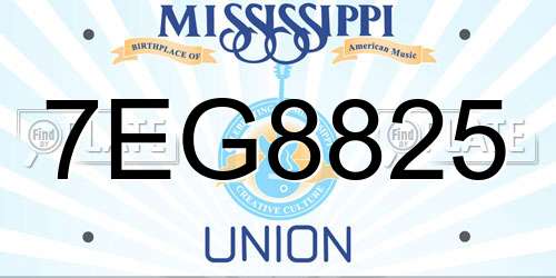 7EG8825 Mississippi License Plate