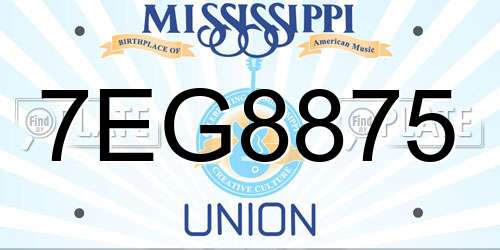 7EG8875 Mississippi License Plate