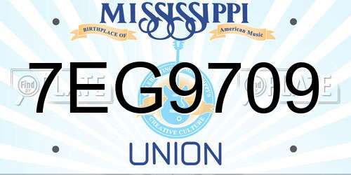 7EG9709 Mississippi License Plate