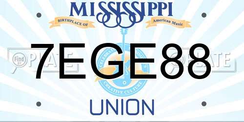 7EGE88 Mississippi License Plate