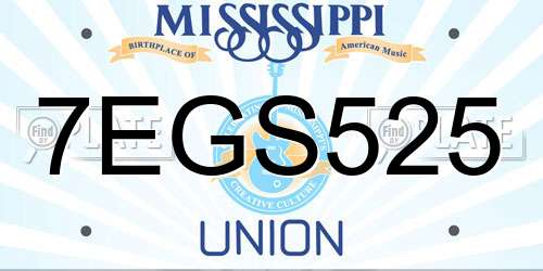 7EGS525 Mississippi License Plate