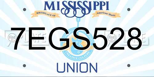 7EGS528 Mississippi License Plate