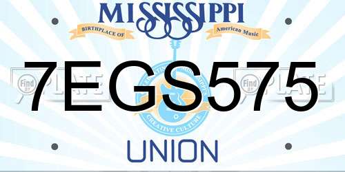 7EGS575 Mississippi License Plate