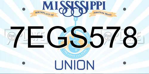 7EGS578 Mississippi License Plate