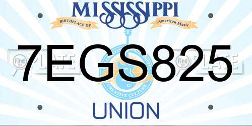 7EGS825 Mississippi License Plate
