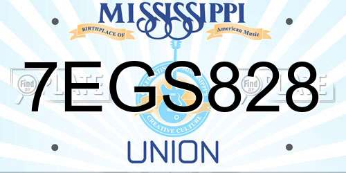 7EGS828 Mississippi License Plate