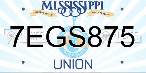 7EGS875 Mississippi License Plate