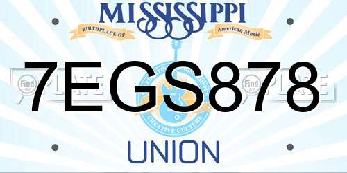7EGS878 Mississippi License Plate