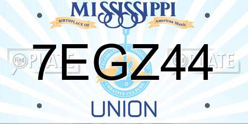 7EGZ44 Mississippi License Plate