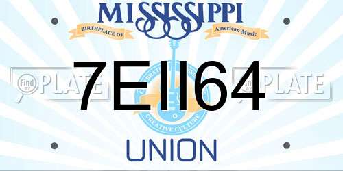 7EII64 Mississippi License Plate