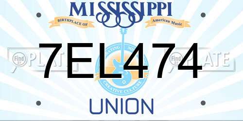 7EL474 Mississippi License Plate