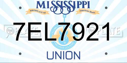 7EL7921 Mississippi License Plate
