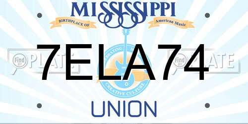 7ELA74 Mississippi License Plate