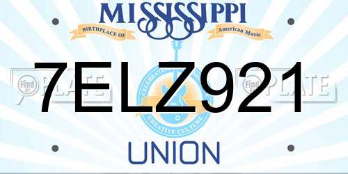 7ELZ921 Mississippi License Plate