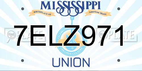 7ELZ971 Mississippi License Plate