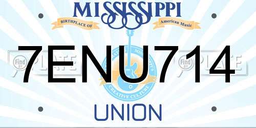 7ENU714 Mississippi License Plate