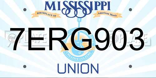 7ERG903 Mississippi License Plate