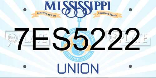 7ES5222 Mississippi License Plate