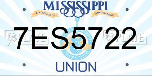 7ES5722 Mississippi License Plate