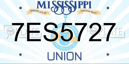 7ES5727 Mississippi License Plate