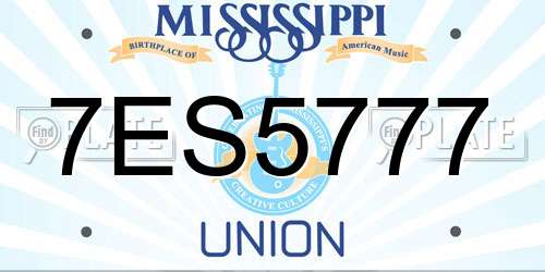 7ES5777 Mississippi License Plate