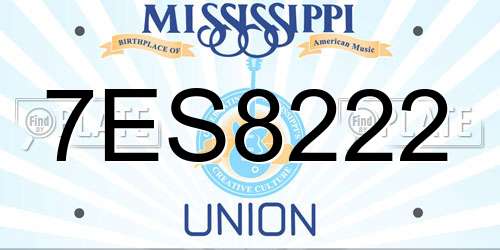 7ES8222 Mississippi License Plate