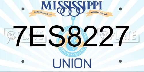 7ES8227 Mississippi License Plate