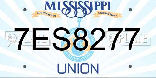 7ES8277 Mississippi License Plate